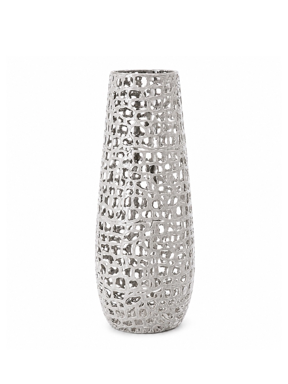 Metallic Textured Decorative Vase - Silver